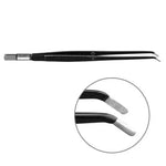 605-058 Bipolar forceps, angled, 195 mm, 8 mm x 2 mm, square riffle, BOWA
