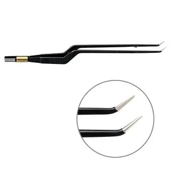 607-121 Bipolar forceps, NON-Stick-Gold, bayonet, angled up, 220 mm, 1 mm, BOWA