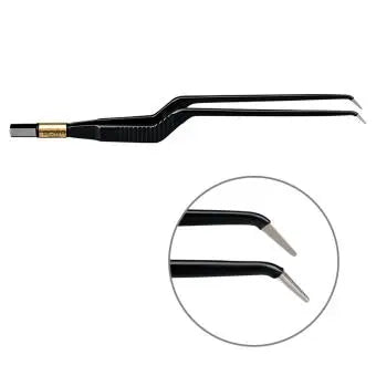 607-122 Bipolar forceps, NON-Stick-Gold, bayonet, angled down, 200 mm, 1 mm, BOWA