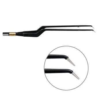 607-123 Bipolar forceps, NON-Stick-Gold, bayonet, angled down, 220 mm, 1 mm, BOWA