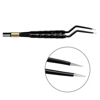 607-145 Bipolar forceps, NON-Stick-Gold, round handle, bayonet, 180 mm, 0.6 mm, BOWA