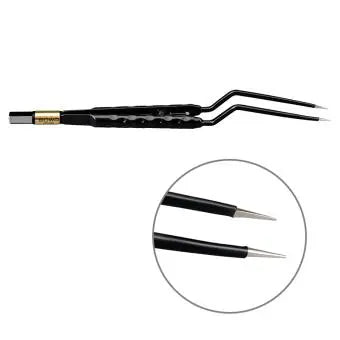607-146 Bipolar forceps, NON-Stick-Gold, round handle, bayonet, 200 mm, 0.6 mm, BOWA