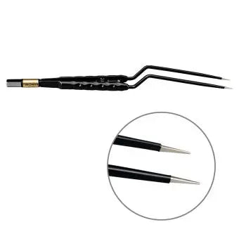 607-147 Bipolar forceps, NON-Stick-Gold, round handle, bayonet, 225 mm, 0.6 mm, BOWA