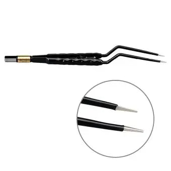 607-151 Bipolar forceps, NON-Stick-Gold, round handle, bayonet, 200 mm, 1 mm, BOWA