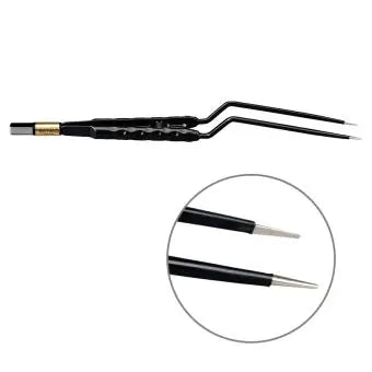 607-152 Bipolar forceps, NON-Stick-Gold, round handle, bayonet, 225 mm, 1 mm, BOWA