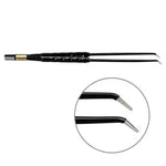 607-190 Bipolar forceps, NON-Stick-Gold, round handle, angled, 225 mm, 1 mm, BOWA